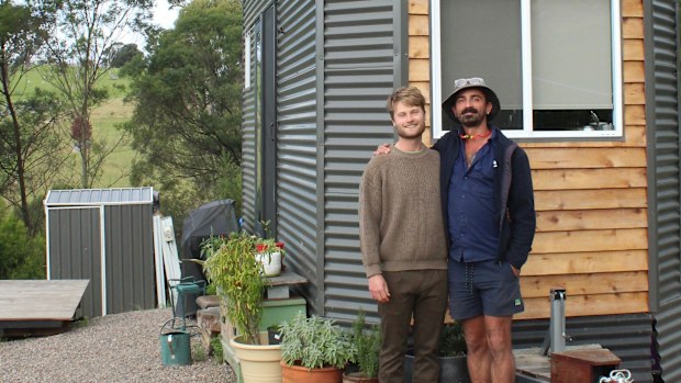 Josh Heins and Manu Bohn built their tiny house on wheels to escape the housing crisis in Bega Valley.