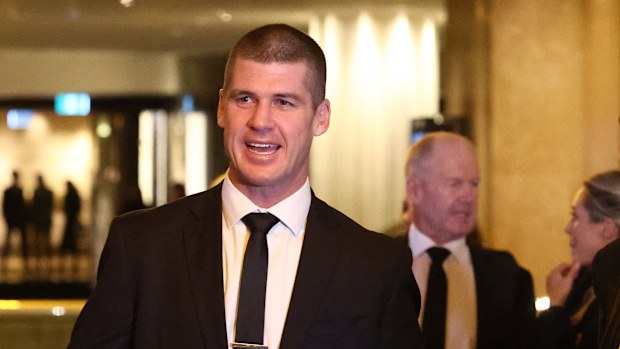 Jonathan Brown and Chris Judd are seen at the Australian Football Hall of Fame in 2025.