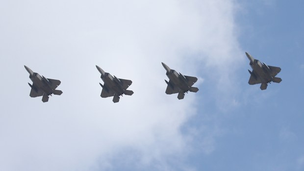 US F-22 fighter jets have intercepted Russian aircraft off the coast of Alaska as tensions grow over alleged election interference.