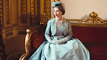 Her Majesty Queen Elizabeth II dressed for Princess Margaret's wedding in 1960;  by Sir Cecil Beaton (1904 - 80);  U.K.;  1960. Cecil Beaton Archive.