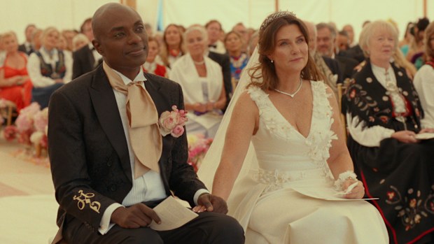 Rebel Royals. (L to R) Shaman Durek Verrett and Märtha Louise in Rebel Royals.. Cr. Courtesy of Netflix © 2025