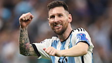 Lionel Messi of Argentina celebrates after scoring a goal to make it 3-2 during the FIFA World Cup Qatar 2022 Final match between Argentina and France at Lusail Stadium on December 18, 2022 in Lusail City, Qatar. (Photo by Matthew Ashton - AMA/Getty Images)