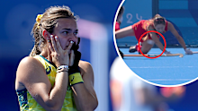 Rebecca Greiner reacts after Australia's loss to China. 