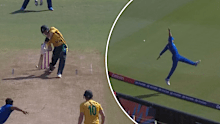 Tristan Stubbs hits a six from the final ball of the first super over.