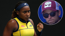 Coco Gauff hit out at the husband of Marta Kostyuk over his hat.