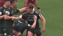Michael Hooper celebrates scoring a try.