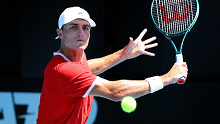 ADELAIDE, AUSTRALIA - JANUARY 10: Christopher O'Connell of Australia  plays a backhand in their match against Alexander Shevchenko  during day three of the 2024 Adelaide International at Memorial Drive on January 10, 2024 in Adelaide, Australia. (Photo by Sarah Reed/Getty Images)