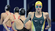 NANTERRE, FRANCE - AUGUST 03: Kaylee McKeown of Team Australia prepares to compete in the Women's 200m Individual Medley Final on day eight of the Olympic Games Paris 2024 at Paris La Defense Arena on August 03, 2024 in Nanterre, France. (Photo by Adam Pretty/Getty Images)