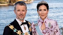 King Frederik X and Queen Mary of Denmark on board the royal yacht Dannebrog ahead of King Carl XVI Gustaf's 80th birthday celebrations in Sweden, April 30 2026.