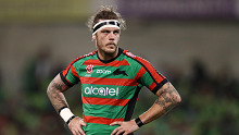 CANBERRA, AUSTRALIA - SEPTEMBER 27: Ethan Lowe of the Rabbitohs looks on during the NRL Preliminary Final match between the Canberra Raiders and the South Sydney Rabbitohs at GIO Stadium on September 27, 2019 in Canberra, Australia. (Photo by Brendon Thorne/Getty Images)