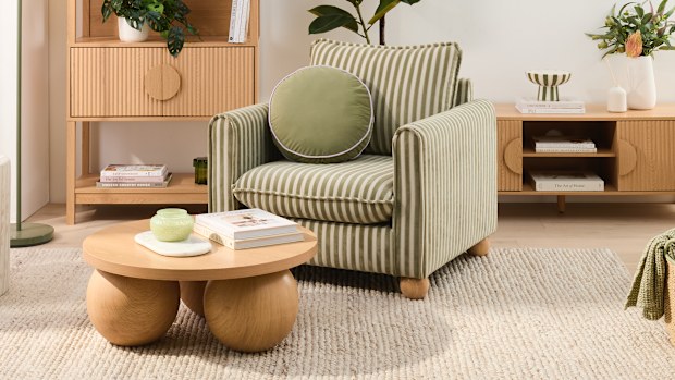 Kmarts new living range striped arm chair 