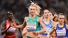 TOKYO, JAPAN - SEPTEMBER 13: Jessica Hull of Team Australia and Sinclaire Johnson of Team United States lead the field during the Women's 1500 Metres Heats on day one of the World Athletics Championships Tokyo 2025 at National Stadium on September 13, 2025 in Tokyo, Japan.  (Photo by Hannah Peters/Getty Images)