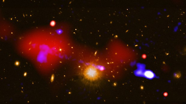 Astronomers made the discovery using NASA's Chandra X-ray Observatory, along with other telescopes. They found the black hole at the centre of a galaxy located 9.9 billion light-years from Earth, and the galaxy itself has seven galactic neighbours. 