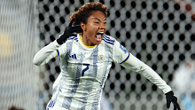 Sarina Bolden of the Philippines celebrates after scoring her team's first goal in a FIFA Women's World Cup