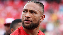 Manu Vatuvei representing Tonga.
