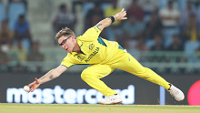 Adam Zampa of Australia fields the ball during the ICC Men's Cricket World Cup India 2023 between Australia and Sri Lanka at BRSABVE Cricket Stadium on October 16, 2023 in Lucknow, India. (Photo by Robert Cianflone/Getty Images)