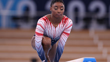 Simone Biles competes in the Women's Balance in Tokyo.