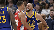 Stephen Curry antagonizes Memphis Grizzlies guard Desmond Bane.