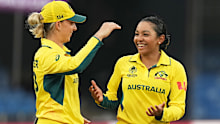 Alana King celebrates taking one of her seven wickets.