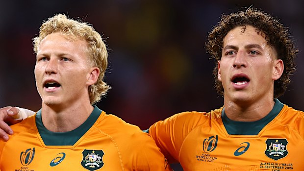 Rob Leota, Samu Kerevi, Carter Gordon, Mark Nawaqanitawase of Australia.