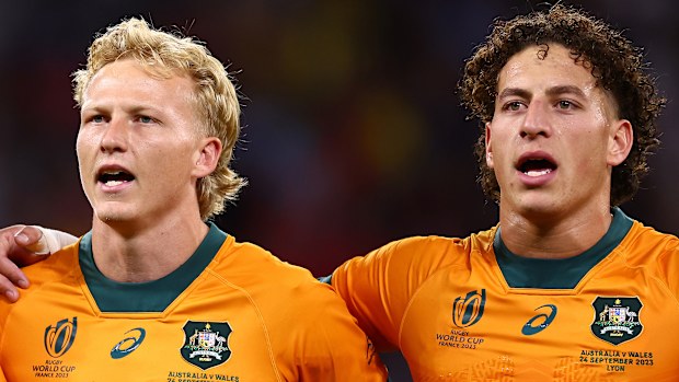 Rob Leota, Samu Kerevi, Carter Gordon, Mark Nawaqanitawase of Australia.