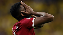 AL KHOR - Mohammed Muntari of Qatar disappointed during the FIFA World Cup Qatar 2022 group A match between Qatar and Ecuador at Al Bayt Stadium on November 20, 2022 in Al Khor, Qatar. AP | Dutch Height | MAURICE OF STONE (Photo by ANP via Getty Images)