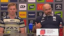 Todd Payten and Tom Dearden front the media after round 20
