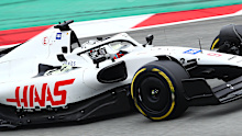 Nikita Mazepin drives the Haas VF-22 during day three of F1 pre-season testing.