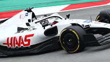 Nikita Mazepin drives the Haas VF-22 during day three of F1 pre-season testing.