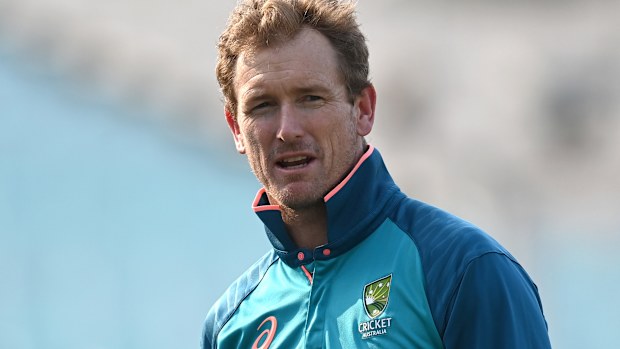 KOLKATA, INDIA - NOVEMBER 14: Australia chief selector George Bailey during a nets session at Eden Gardens on November 14, 2023 in Kolkata, India. (Photo by Gareth Copley/Getty Images)