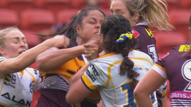 Annetta-Claudia Nu'uausala lays punch on Kennedy Cherrington.