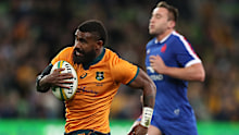 Marika Koroibete of the Wallabies in action.