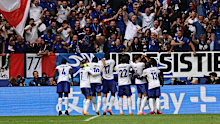 French players celebrating in the round of 16. 