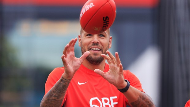 Lance Franklin during a Sydney Swans AFL training session.