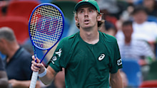 Alex De Minaur of Australia celebrates his win against Nuno Borges of Portugal in the Men's singles round of 16 match on Day 10 of 2025 Shanghai Rolex Masters at Qi Zhong Tennis Center on October 08, 2025 in Shanghai, China. (Photo by Lintao Zhang/Getty Images)