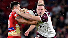 Matt Lodge takes a hit-up for Manly in 2024.