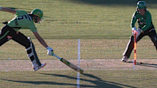 Sam Konstas grounds his bat just in time. 