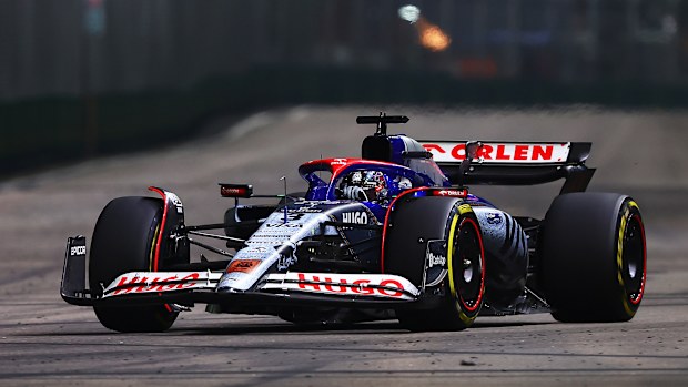 Daniel Ricciardo of Australia driving the (3) Visa Cash App RB VCARB 01 on track during the F1 Grand Prix of Singapore at Marina Bay Street Circuit on September 22, 2024 in Singapore, Singapore. (Photo by Joe Portlock/Getty Images)
