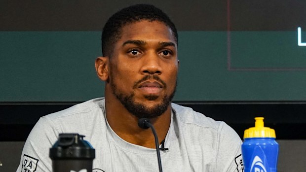 Anthony Joshua with promoter Eddie Hearn during a press conference at the Pan Pacific London Hotel, London. Picture date: Wednesday August 9, 2023. (Photo by Nick Potts/PA Images via Getty Images)