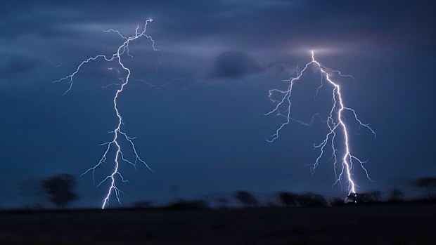 Severe storms swept western NSW on Tuesday bringing heavy rain , strong winds and hail as well as thousands of lightning strikes. Taken near Nyngan Photo Nick Moir 24 Nov 2023