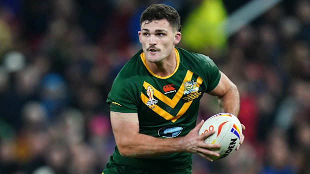 Australia's Nathan Cleary during the Rugby League World Cup final at Old Trafford, Manchester. Picture date: Saturday November 19, 2022. (Photo by David Davies/PA Images via Getty Images)