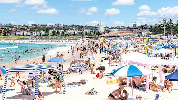 Crowds at Sydney's Bondi Beach.