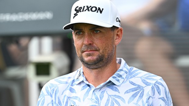 Keegan Bradley of the United States on the first tee during the final round of the TOUR Championship at East Lake Golf Club on August 27, 2023 in Atlanta, Georgia. (Photo by Tracy Wilcox/PGA TOUR via Getty Images)