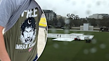 A photo of an Imran Khan T-shirt at the Sheffield Shield final.