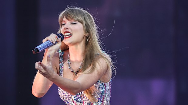Taylor Swift performs during opening night of the Chicago Eras Tour at Soldier Field on June 2, 2023, in Chicago. (Shanna Madison/Chicago Tribune/Tribune News Service via Getty Images)