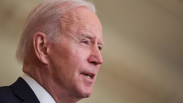 WASHINGTON, DC - FEBRUARY 15:  U.S. President Joe Biden delivers remarks on Russia and Ukraine in the East Room of the White House on February 15, 2022 in Washington, DC. President Biden said the United States remains open to high-level diplomacy in close coordination with allies, building on the multiple diplomatic off-ramps the U.S., its allies and partners have offered Russia in recent months. (Photo by Alex Wong/Getty Images)