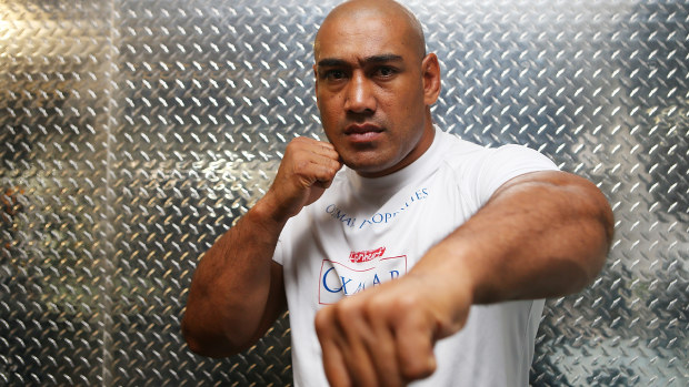 Alex Leapai trains during a sparring session at The Corporate Box Gym.