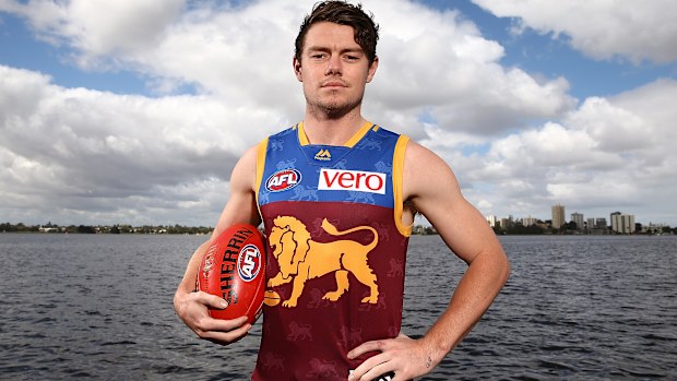 Lachie Neale is unveiled as a Lion in 2018.