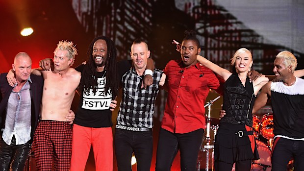 Sting, Adrian Young, Stephen Bradley, Tom Dumont, Gabrial McNair, Gwen Stefani and Tony Kanal