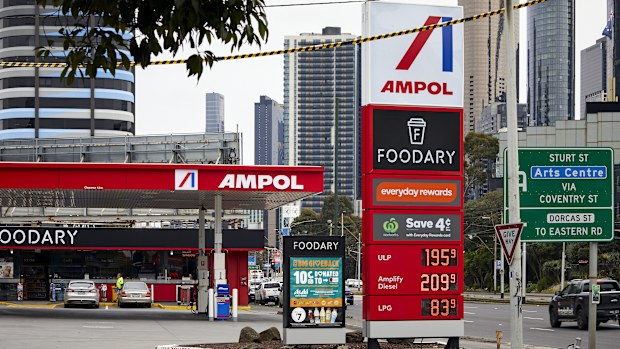 An Ampol petrol station in South Melbourne.